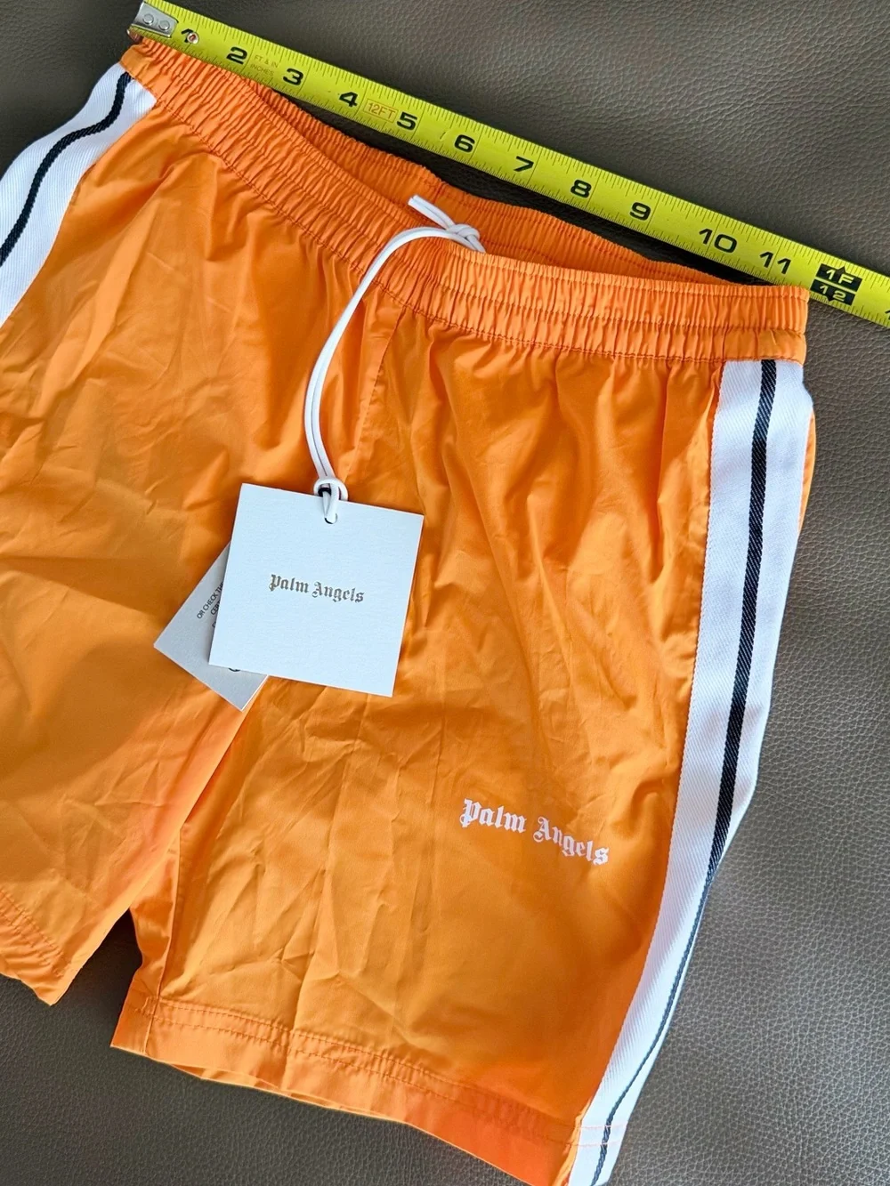 Palm Angels Kids Orange Striped Swim Shorts 12y
